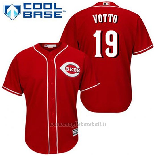 Maglia Baseball Uomo Cincinnati Reds Joey Votto 19 Rosso Alterner Cool Base